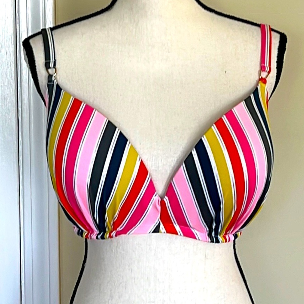 Shade & Shore Multi-Colored Stripes Bikini Top